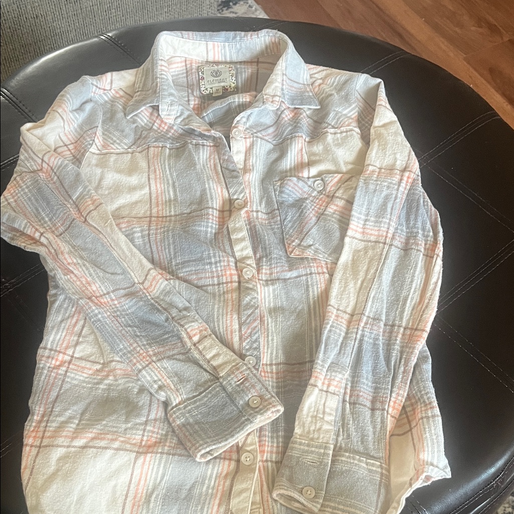 Element Plaid Shirt In Light Blue And Peach Stripe